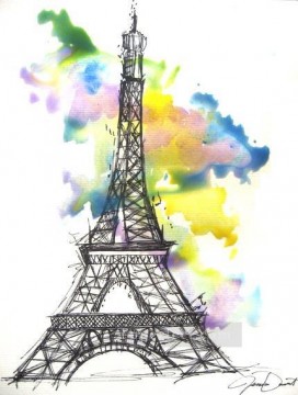 París Painting - dibujo eiffel